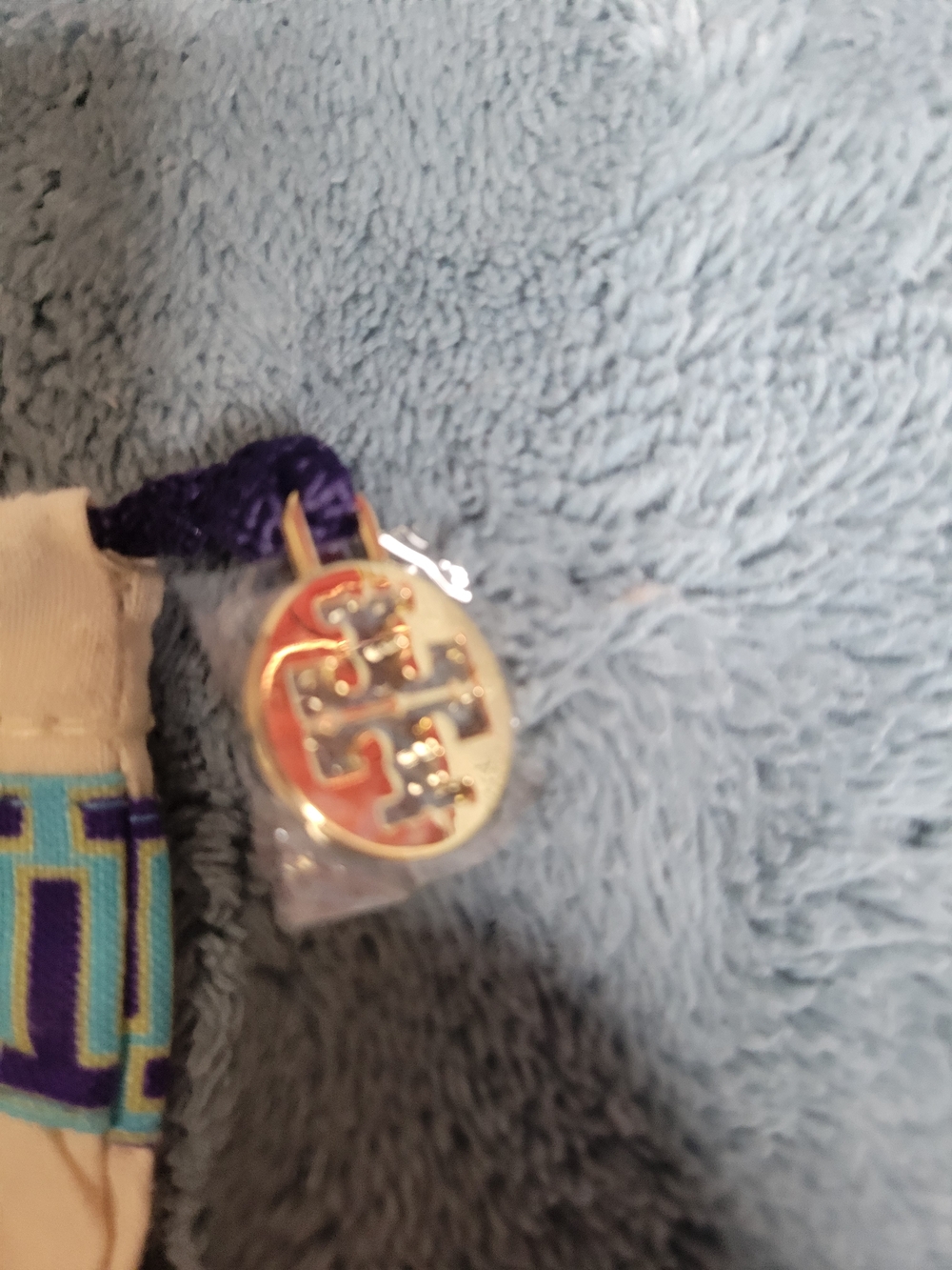 Tory Burch Dust Bag Cream with Blue Trim - Picture 2 of 4